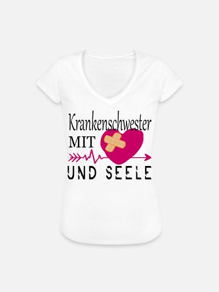 Krankenschwester mit Herz - Frauen Vintage T-Shirt - Weiß