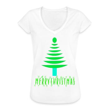 Neon-Kiefern-Weihnachtsbaum - Frauen Vintage T-Shirt - Weiß - Vorne