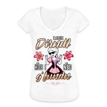 Mei Dirndl hob i ned g'fundn Trachtenshirt Damen - Frauen Vintage T-Shirt - Weiß - Vorne