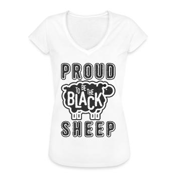 Proud Black Sheep | Stolzes Schwarzes Schaf - Frauen Vintage T-Shirt - Weiß - Vorne - Danielle (179cm)