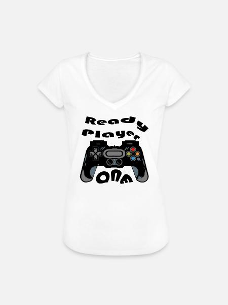 Retro-Controller Silhouette - Frauen Vintage T-Shirt - Weiß