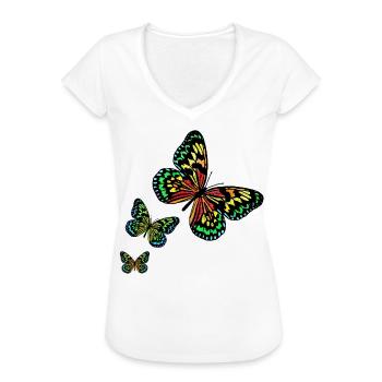 3 butterflies R6Z - Women's Vintage T-Shirt - white - Front - Danielle (179cm)