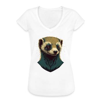 Tête de furet - T-shirt vintage Femme - blanc - Devant - Danielle (179cm)
