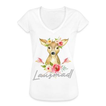Lausmadl T-Shirt Damen Trachtenshirt Mädchen - Frauen Vintage T-Shirt - Weiß - Vorne