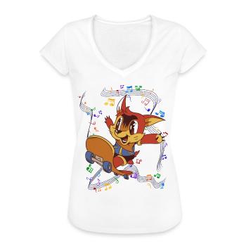 Fuchs Skateboard Musik Party - Frauen Vintage T-Shirt - Weiß - Vorne - Danielle (179cm)