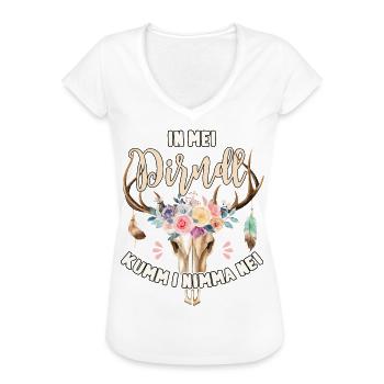 Dirndl T-Shirt Trachten Outfit Damen Trachtenshirt - Frauen Vintage T-Shirt - Weiß - Vorne