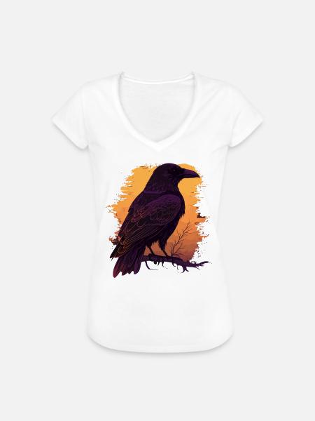 Wachsame Krähe - Frauen Vintage T-Shirt - Weiß