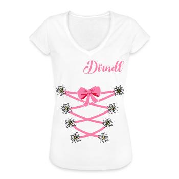 Trachten T-Shirt Damen Trachtenshirt Dirndl Shirt - Frauen Vintage T-Shirt - Weiß - Vorne