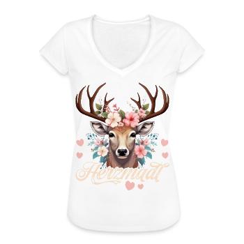 Trachtenshirt Damen Trachten T-Shirt Herzmadl - Frauen Vintage T-Shirt - Weiß - Vorne