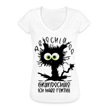 Grundschule Abschluss 2026 Katze Ich habe fertig  - Frauen Vintage T-Shirt - Weiß - Vorne