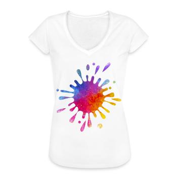 Éclaboussure de couleur colorée - Aquarelle dégradée - T-shirt vintage Femme - blanc - Devant - Danielle (179cm)