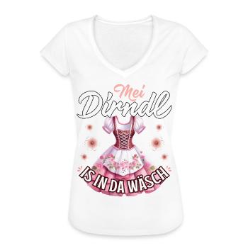 Dirndl Shirt Trachtenshirt Damen Trachten T-Shirt - Frauen Vintage T-Shirt - Weiß - Vorne