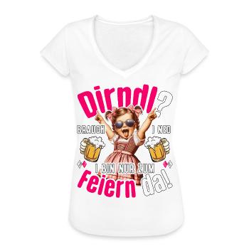 Trachtenshirt Damen Trachten T-Shirt Dirndl Ersatz - Frauen Vintage T-Shirt - Weiß - Vorne
