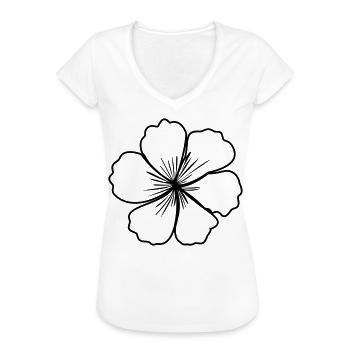 Cherry Blossom – Multi-Color Contours Sakura Look - Women's Vintage T-Shirt - white - Front - Danielle (179cm)