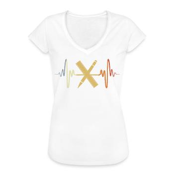 Vintage Lineal Herzschlag - Frauen Vintage T-Shirt - Weiß - Vorne