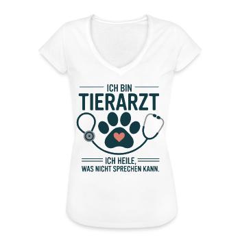 TIERARZT Motiv: Herz Pfoten Umarmung - Frauen Vintage T-Shirt - Weiß - Vorne