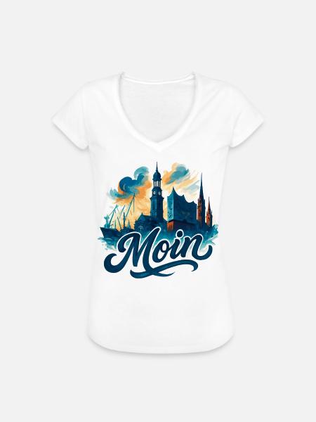 Hamburg Moin Stadt Silhouette maritim Geschenk - Frauen Vintage T-Shirt - Weiß