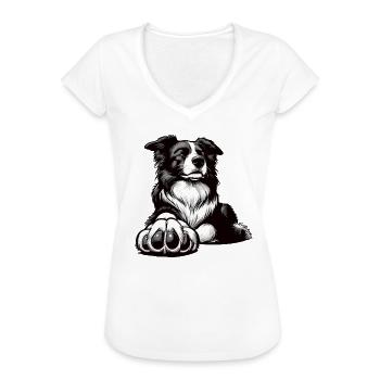 Talk To The Paw Border Collie Hütehund Collie  - Frauen Vintage T-Shirt - Weiß - Vorne