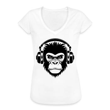 Lignes minimales look tête de singe Art chemise - T-shirt vintage Femme - blanc - Devant
