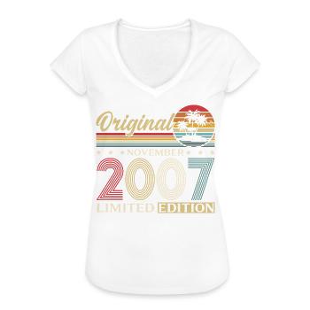 18. Geburtstag Original November Jahrgang 2007  - Frauen Vintage T-Shirt - Weiß - Vorne