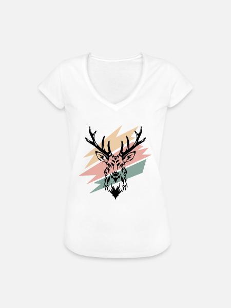 Hirsch - Frauen Vintage T-Shirt - Weiß