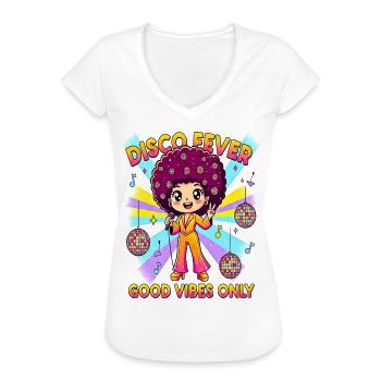 DISCO FEVER Cute Comic 70s - Women's Vintage T-Shirt - white - Front - Danielle (179cm)