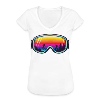 Ski Goggles Sunset Forest - Frauen Vintage T-Shirt - Weiß - Vorne - Danielle (179cm)