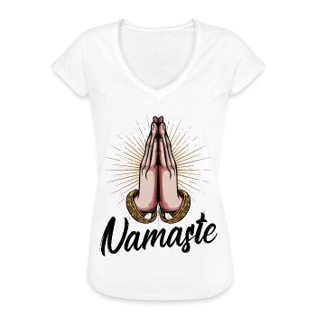 Yoga - Frauen Vintage T-Shirt - Weiß - Vorne - Danielle (179cm)