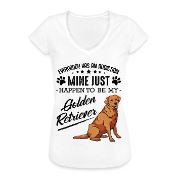 Golden retriever - T-shirt vintage Femme - blanc - Devant - Danielle (179cm)