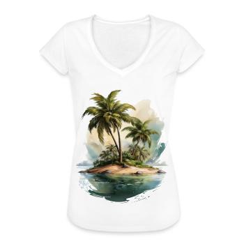 Eine einsame Insel mit Palmen - Frauen Vintage T-Shirt - Weiß - Vorne