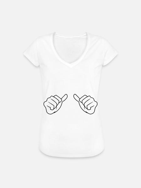 Daumen - Frauen Vintage T-Shirt - Weiß