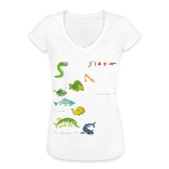Mein Fangshirt - Fischarten - Angler Geschenke - Frauen Vintage T-Shirt - Weiß - Vorne