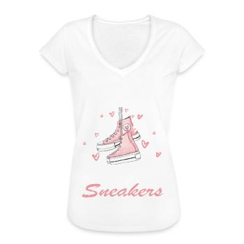 "Du Tritt Auf Meine Turnschuhe" Schuhe Fan - Frauen Vintage T-Shirt - Weiß - Vorne