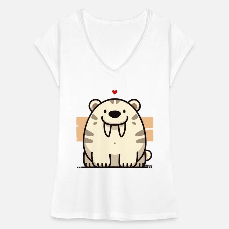 Cuddly Sabertooth Tiger with Heart Women's Vintage T-Shirt