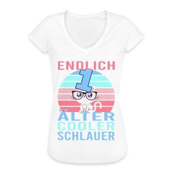 1. Geburtstag 1 Jahre Katze Kätzchen Mietze Miau - Frauen Vintage T-Shirt - Weiß - Vorne - Danielle (179cm)