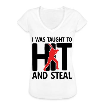Baseball - Frauen Vintage T-Shirt - Weiß - Vorne - Danielle (179cm)