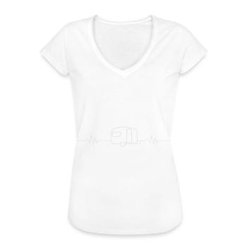 camperin mit mobilheim am zeltplatz für berge - Frauen Vintage T-Shirt - Weiß - Vorne