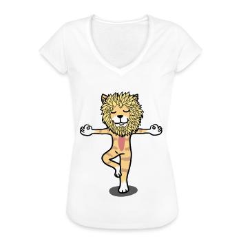 Yoga Yogi Löwe Meditation Entspannung Katze - Frauen Vintage T-Shirt - Weiß - Vorne