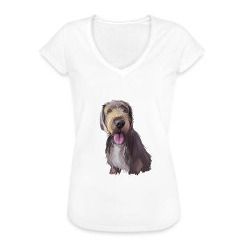 Slovak Rough Haired Pointer Dog Illustration - Women's Vintage T-Shirt - white - Front - Danielle (179cm)