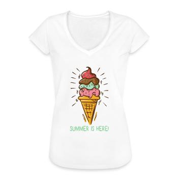 Eis Summer is here Eiscreme Eisdiele Sommerzeit - Frauen Vintage T-Shirt - Weiß - Vorne - Danielle (179cm)