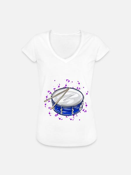 Trommel - Frauen Vintage T-Shirt - Weiß