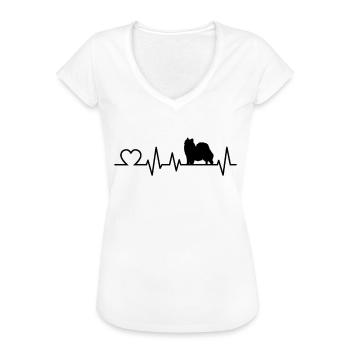 Eurasie battement de coeur pointu chien cadeau - T-shirt vintage Femme - blanc - Devant - Danielle (179cm)