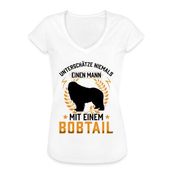 Mann mit Bobtail Altenglischer Schäferhund - Frauen Vintage T-Shirt - Weiß - Vorne - Danielle (179cm)