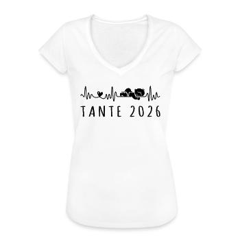 Ich Werde Tante 2026 Herzschlag Schwangerschaft - Frauen Vintage T-Shirt - Weiß - Vorne