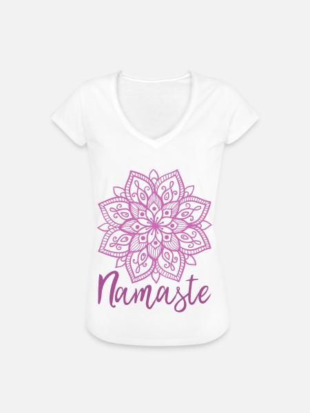 Namaste - Frauen Vintage T-Shirt - Weiß