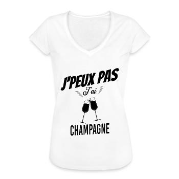 J'peux pas j'ai - T-shirt vintage Femme - blanc - Devant - Danielle (179cm)