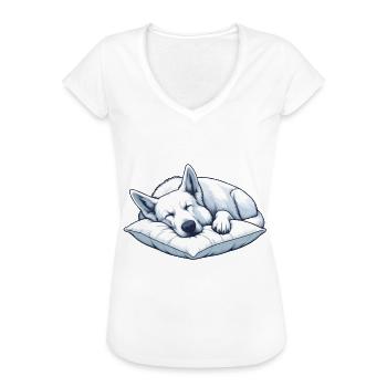 Offizielles Schlafshirt Weißer Schäferhund - Frauen Vintage T-Shirt - Weiß - Vorne