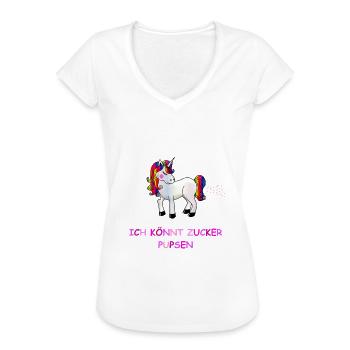 Ich bin so süß ich könnt Zucker pupsen Einhorn - Frauen Vintage T-Shirt - Weiß - Vorne