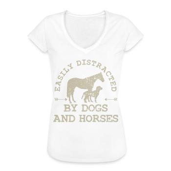 Hund Pferd - Frauen Vintage T-Shirt - Weiß - Vorne