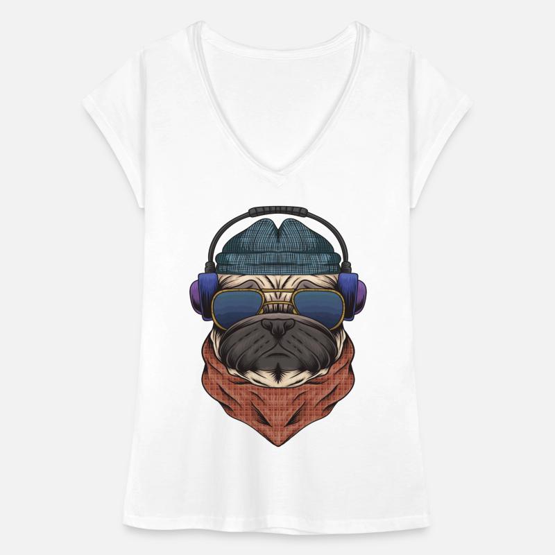 Cooler Mops DJ mit Kopfhörergeschenk für DJs oder Mops Frauen Vintage T-Shirt